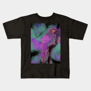 ABSTRACT MACAW DECO INDIGO TINT WITH PINK PARROT ART POSTER Kids T-Shirt